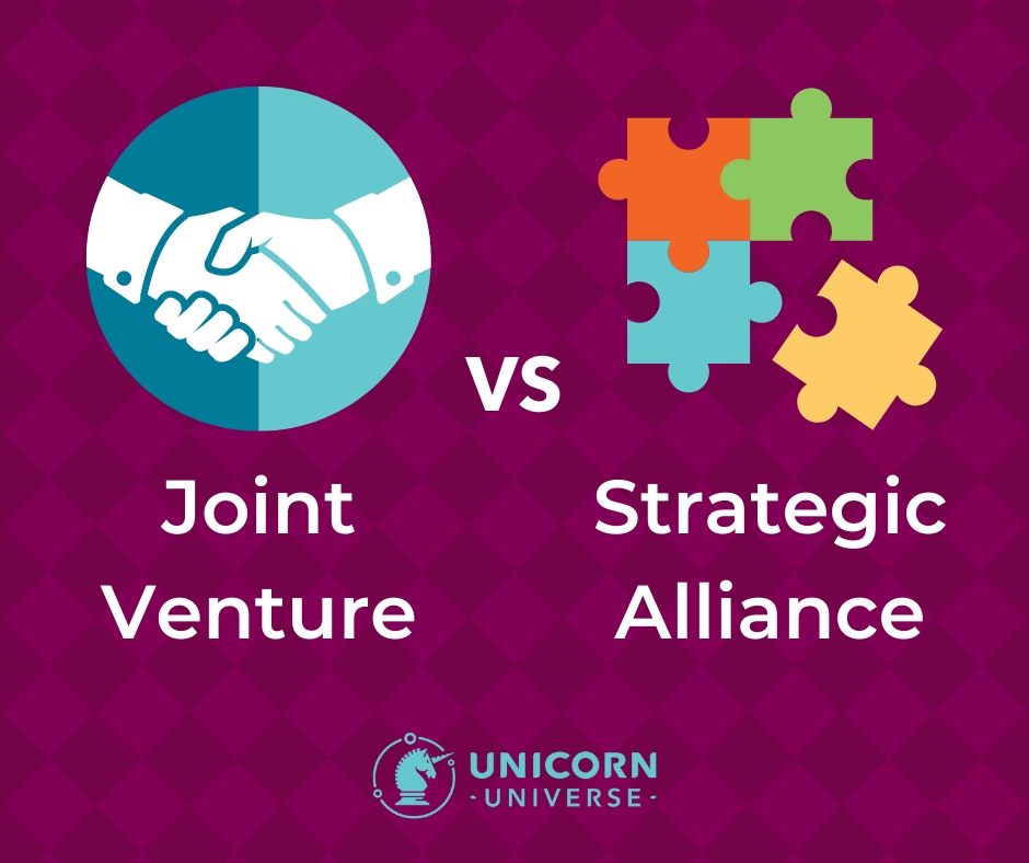 A visual comparison between strategic alliances and joint ventures for business growth